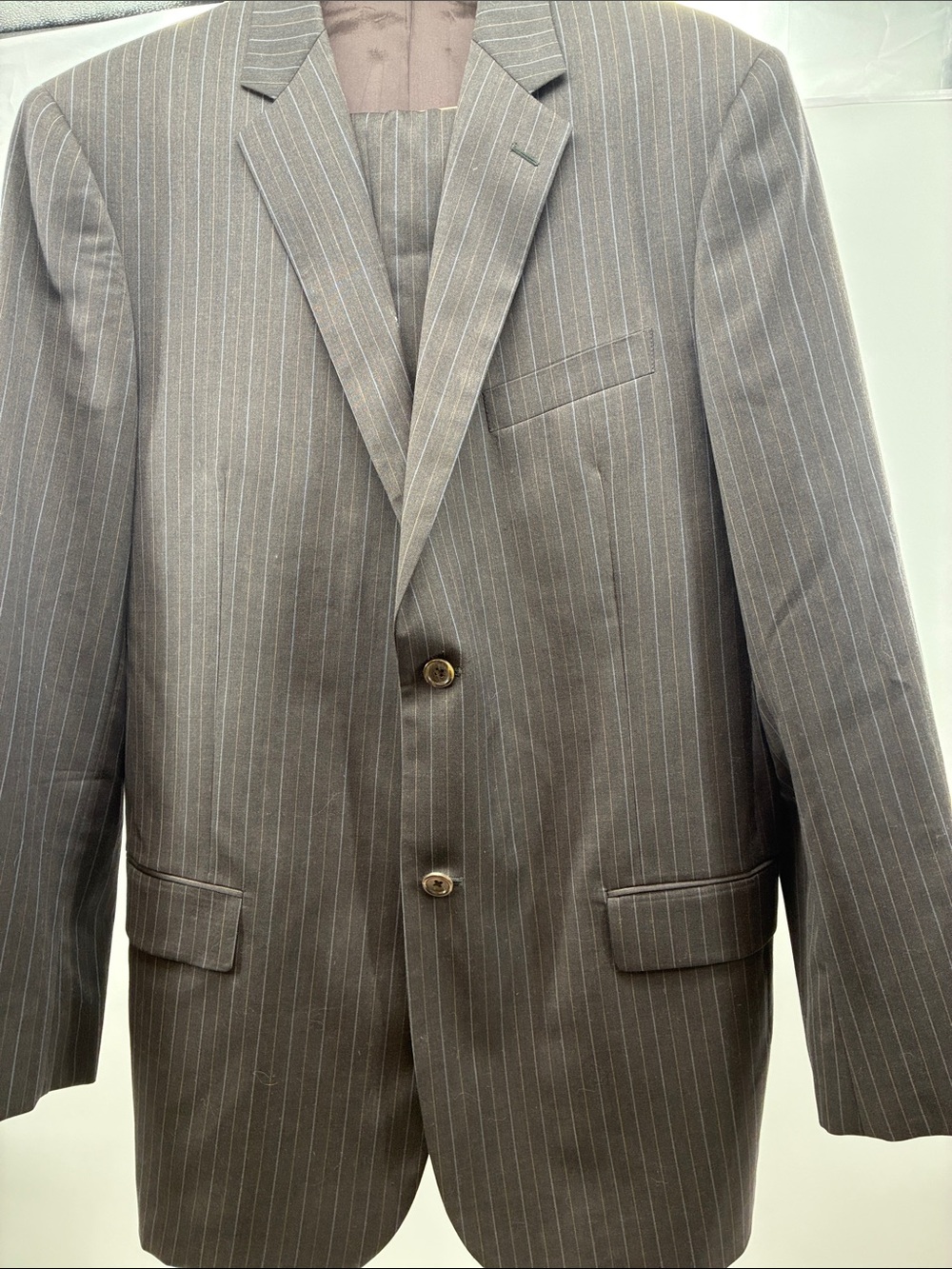 BCBG Men's Gray Pinstripe Two-Button Suit Jacket